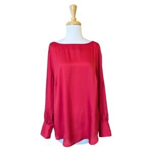 NEW Chico's Silky Top Large Wild Poppy Red Long Sleeve Holiday Christmas